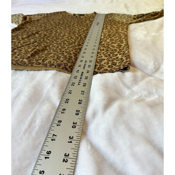 August Silk Knits Metallic Animal Print Sweater Womens Medium Brown Pullover - Picture 7 of 7